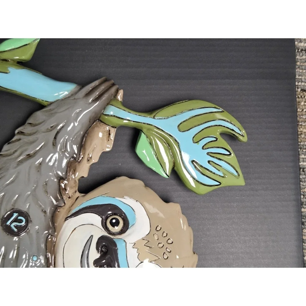 Allen Designs Studio Slow Poke Sloth Whimsical Wall Clock Colorful Fun Retro